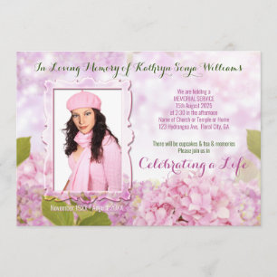 Convites Memorial Serviço Rosa Hydrangea Adicionar Sua Foto