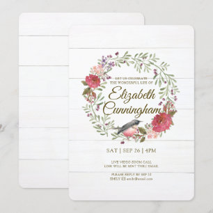 Convites Memorial Virtual de Pássaro Verde de Folhagem em 