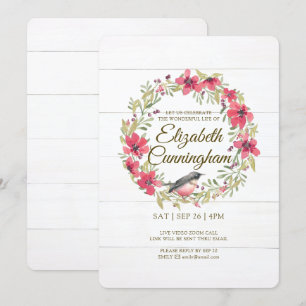 Convites Memorial Virtual de Pássaro Verde de Folhagem em 