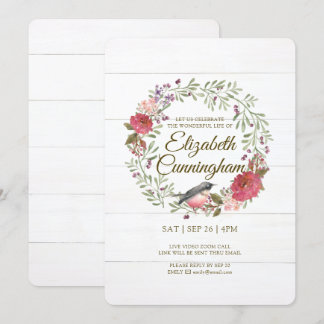 Convites Memorial Virtual de Pássaro Verde de Folhagem em Á
