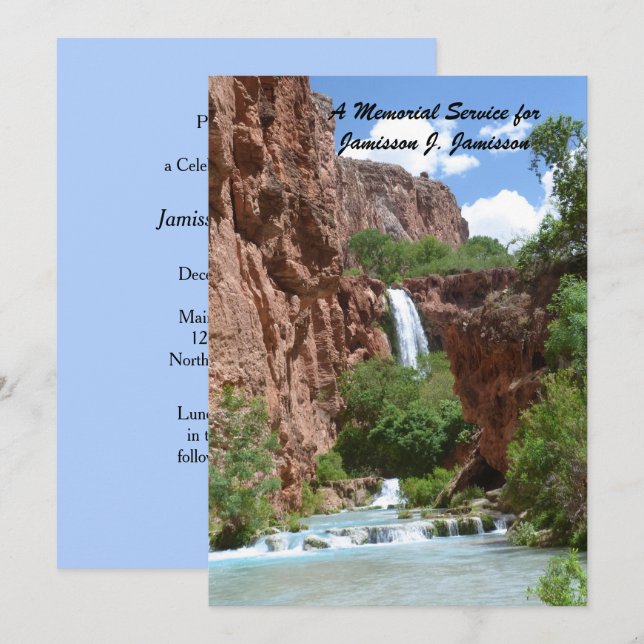 Convites Memorial, Waterfall, Red Cliffs Southwest (Frente/Verso)