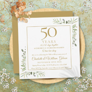 Convites Memórias do 50º Aniversário de Casamento Greenery