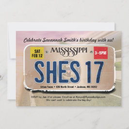Convites Menina 17º Aniversário Licença do Mississippi