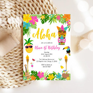 Convites Menina Abacate Aniversário Aloha Havaí Verão
