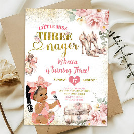 Convites Menina Africana Little Miss Threenager Terceiro An