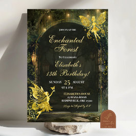 Convites Menina aniversariante da floresta encantada de fad