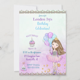Convites Menina Aniversariante Princesa Cupcake Balões Lava