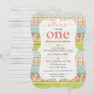 Convites Menina Aniversário Cottage de Rosas Desgastadas Ma