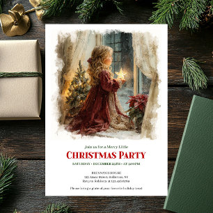 Convites Menina antiga aguarda Natal editável Natal