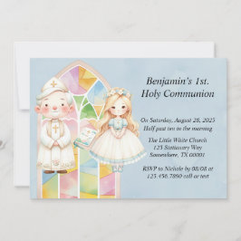 Convites Menina Aquarela Azul 1ª. Comunhão 