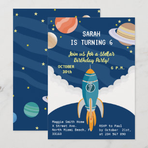 Convites Menina astronauta sonha Festa de aniversário