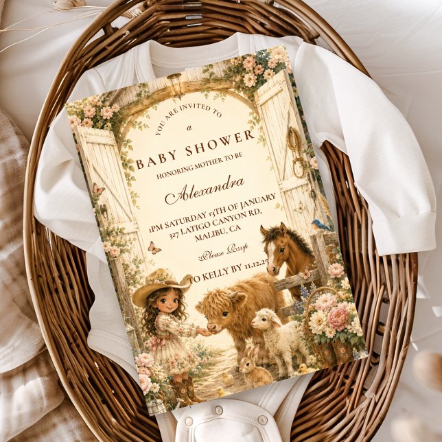 Convites Menina Atemporal Churrasco Boho Baby Shower (Criador carregado)