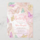 Convites Menina bonita rosa um chá de fraldas chic borbolet (Frente/Verso)