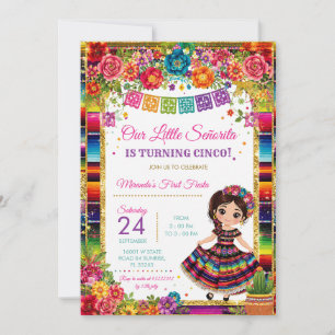 Convites Menina Bonita Señorita 5º Aniversário Vestido Mexi