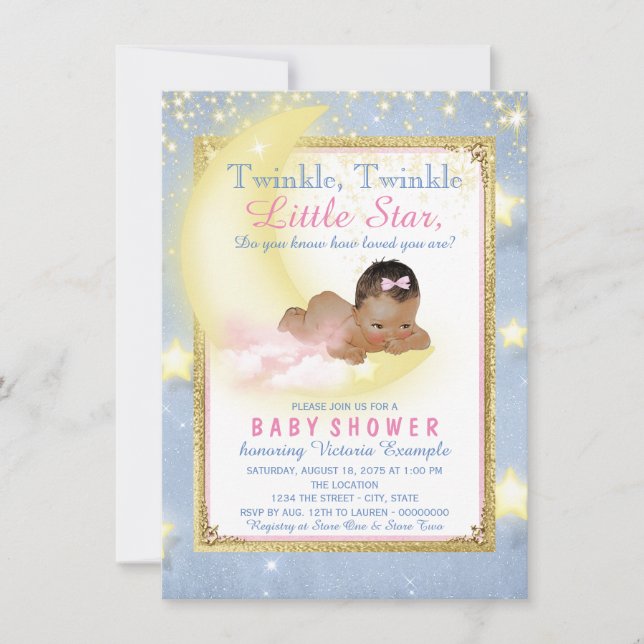 Convites Menina Brilha Brilha Estrelinha Chuvada de Bebê (Frente)