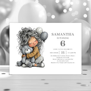Convites Menina Caprichosa 4º Aniversário Festa Preto Doura