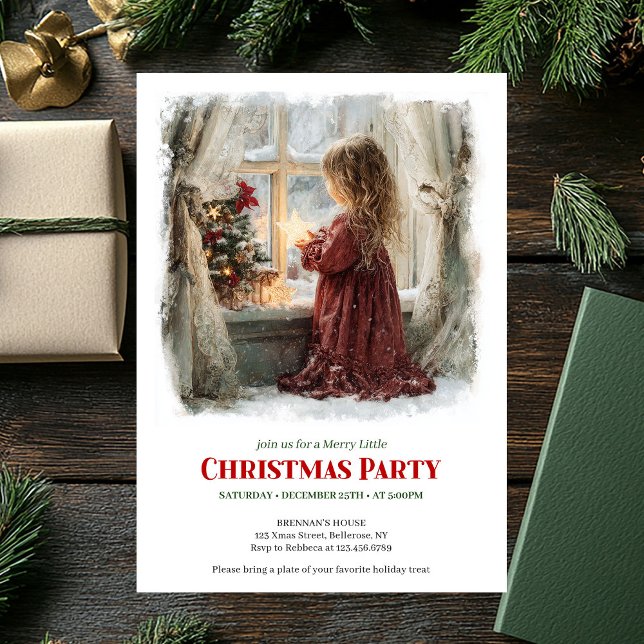 Convites Menina caprichosa segurando estrela brilhante digi (Whimsical little girl holding shining star digital invitation

)