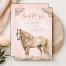 Menina Cavalo Floral Pêssego 8º Aniversário