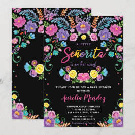 Convites Menina Chá de fraldas Chic Mexicana Floral