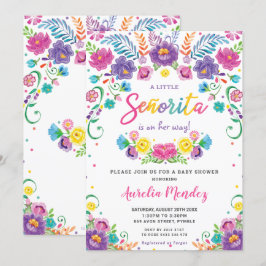 Convites Menina Chá de fraldas Floral Mexicana