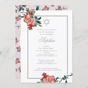 Convites Menina Chamando Pink Silver Pomegranate