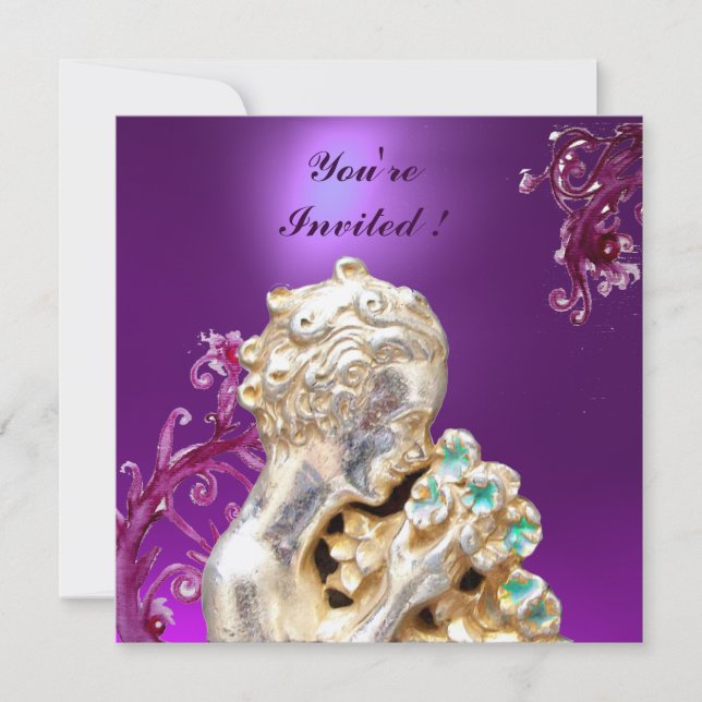 Convites MENINA COM FLORES, Rosa Rojxo Améthysta (Frente)