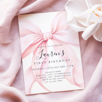Menina com Laço Rosa Primeiro Aniversário