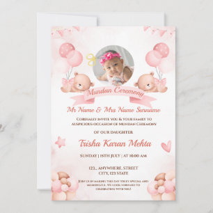 Convites Menina Convidada para Cerimônia de Mundan Indiana