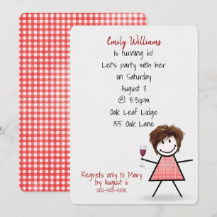 Convites Menina da Festa de 60 Anos com Vinho