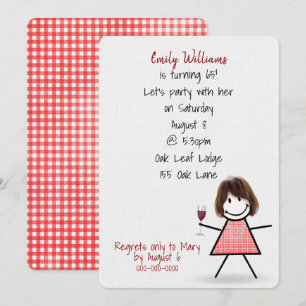 Convites Menina da Festa de 65 Anos com Vinho