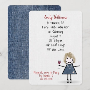 Convites Menina da Festa de 80 Anos em Tênis com Vinho