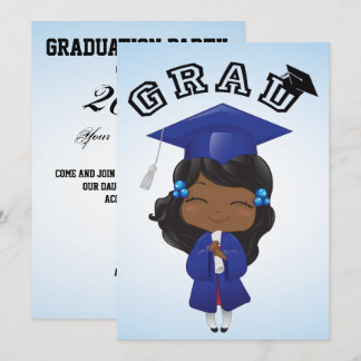 Convites Menina da graduação no azul