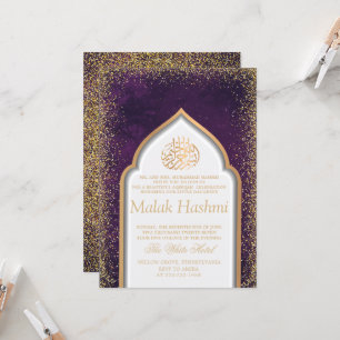 Convites Menina da Mesquita Chic PurpIe Aqiqa Islâmica Aqeq