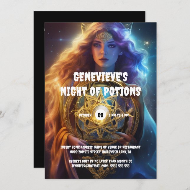 Convites Menina da sorte da bruxa celta do Halloween (Frente/Verso)