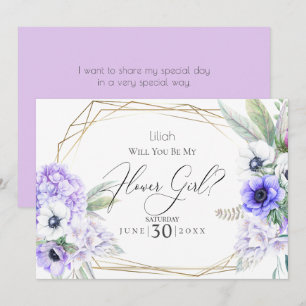 Convites Menina das flores Flor de Anêmona Violeta