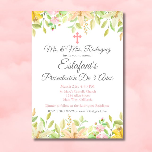 Convites Menina das Flores Presentación 3 Anos Mexicano 3 A (Criador carregado)