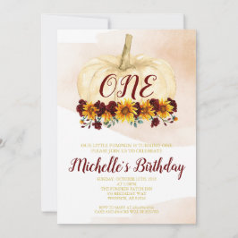 Convites Menina de abóbora Girassol Dourado Primeiro Aniver