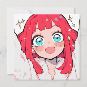Convites Menina de animação Kawaii com olhos cintilantes