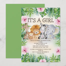 Convites Menina de Animais Safari Selvagem Cura