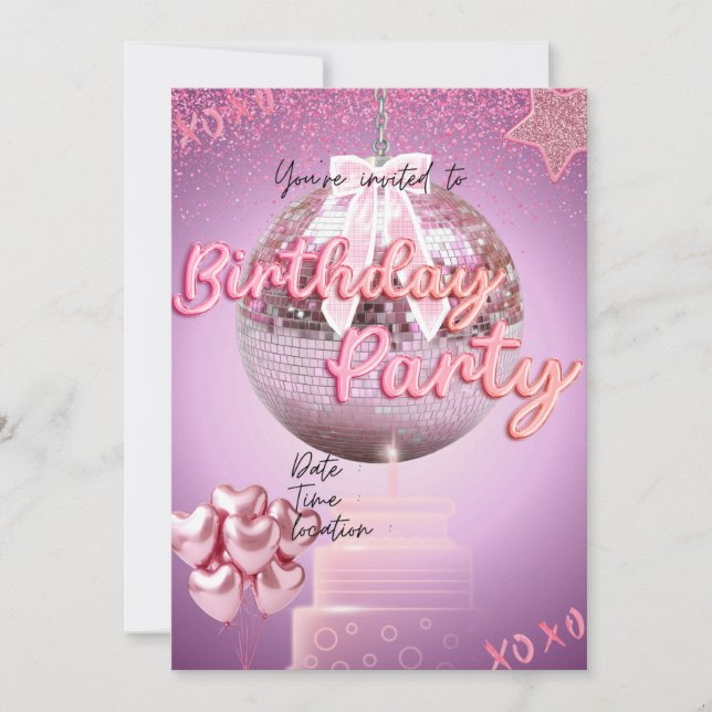 Convites Menina de aniversário (Frente)