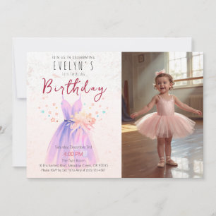 Convites Menina de Aniversário Bailarina Rosa Foto Tutu Fes