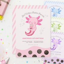 Menina de Aniversário com Chá de Bolhas Rosa de Ax