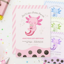 Convites Menina de Aniversário com Chá de Bolhas Rosa de Ax