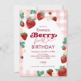Convites Menina de Aniversário de Berry Primeiro Aniversári