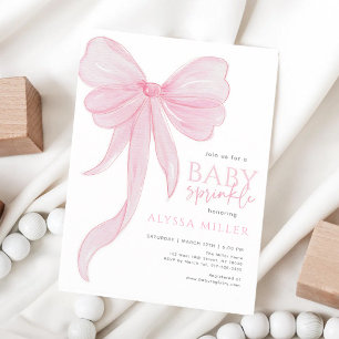 Convites Menina de Arco Rosa Delicado Baby Sprinkle