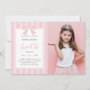 Convites Menina de Arco Rosa Elegante Aniversário de 16 Ano