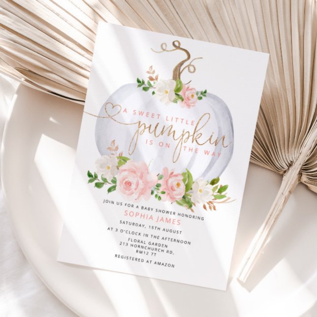 Convites Menina de chá de fraldas Blush Pumpkin (Criador carregado)