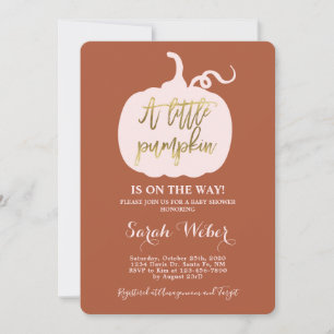 Convites Menina de chá de fraldas de abóbora