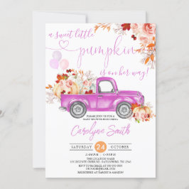 Convites Menina de Chá de fraldas de Caminhão Rosa de Abóbo