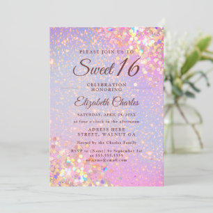 Convites Menina de Doce 16 Aniversário Rosa Dourado Brilho
